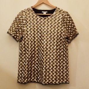 bar III Gold Sequin Top